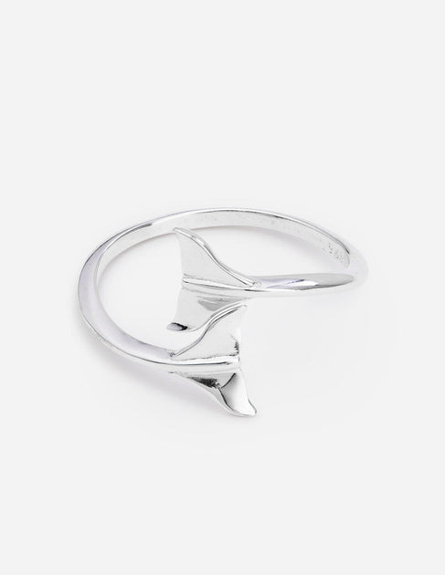 Whale Fluke Lovers Ring – Sterling Silver 925 Ocean-Themed Band, Symbolic Jewelry